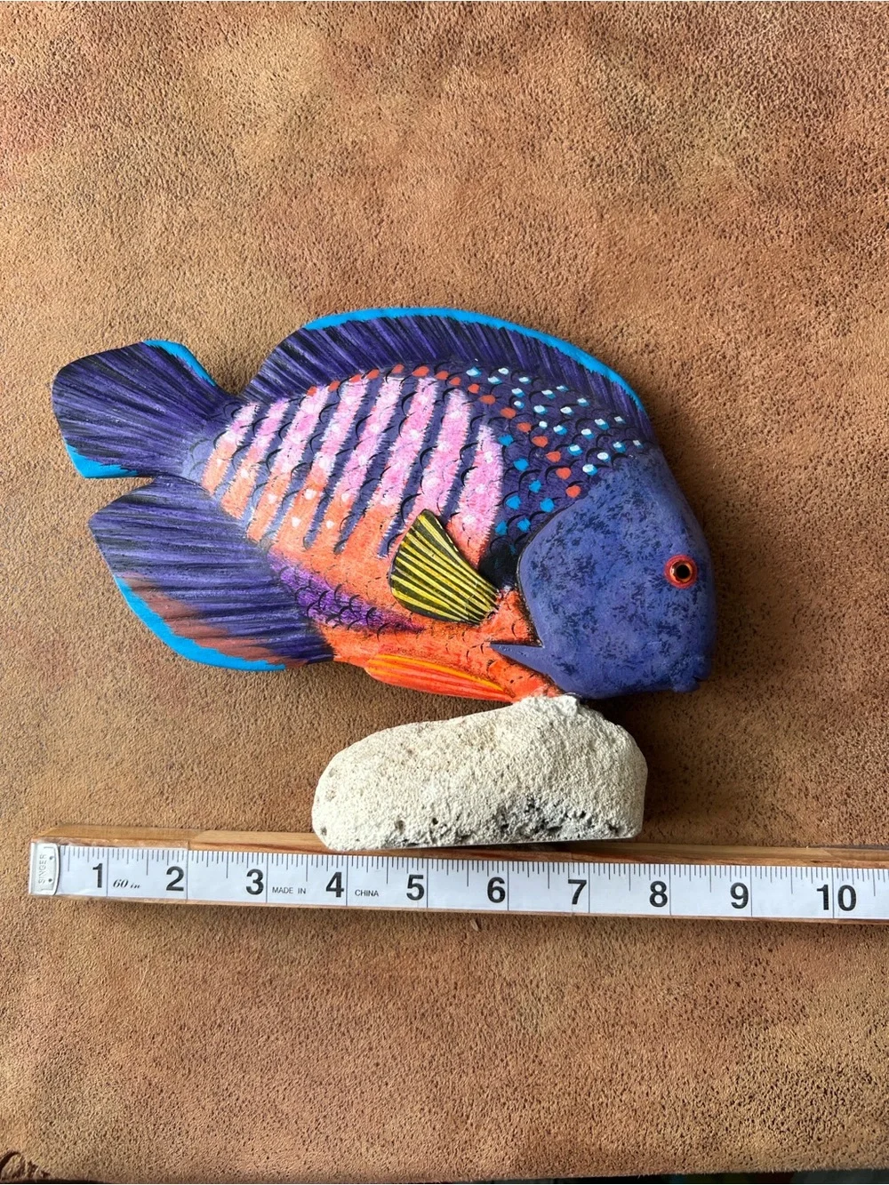 Hand-Painted Purple and Orange Tropical Fish Accent